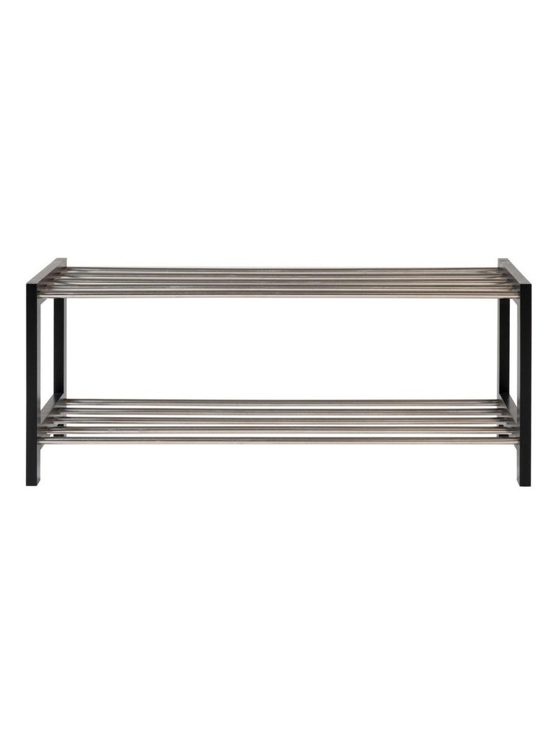 Porte-chaussures en bois noir avec 2 étagères en - House Nordic Noir mat - Kiabi