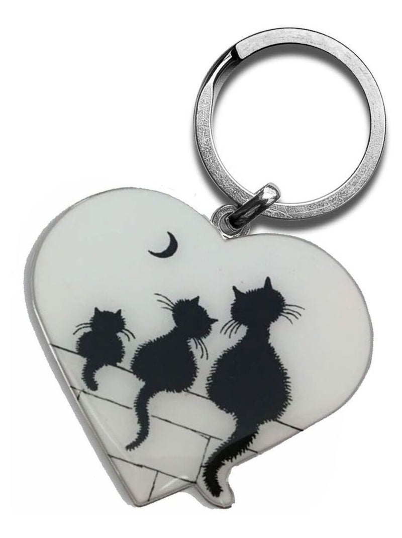 Porte clefs Coeur métallique Les chats de Dubout Blanc - Kiabi