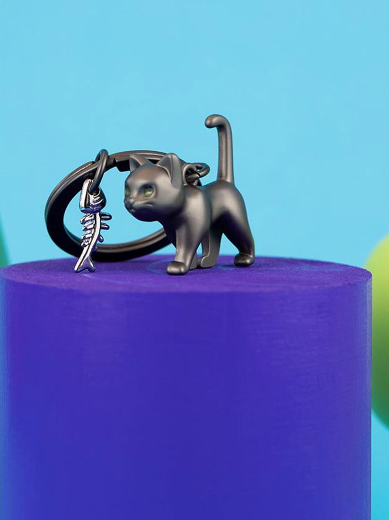 Porte-clés chat noir yeux phosphorescents Noir - Kiabi