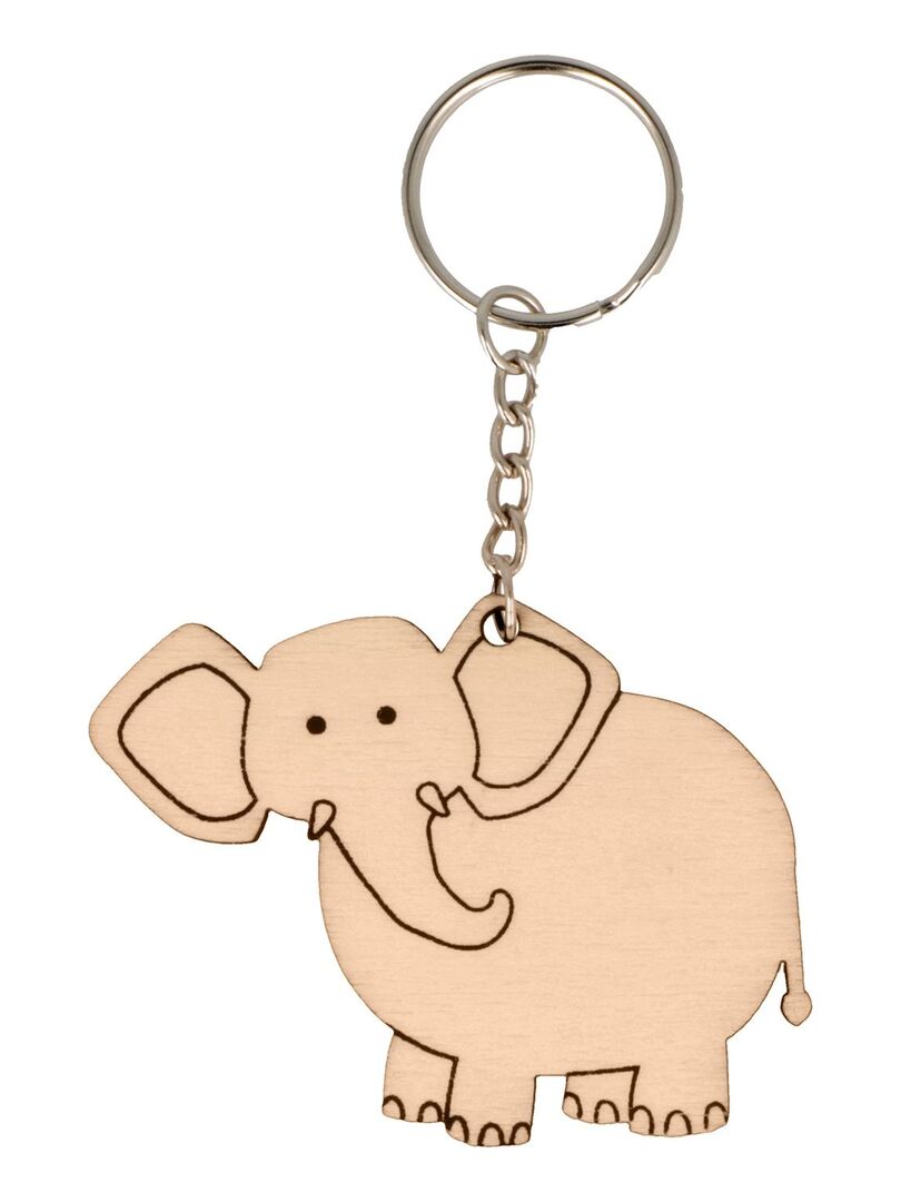 Porte-clés éléphant en bois - Beige - Kiabi - 1.40€