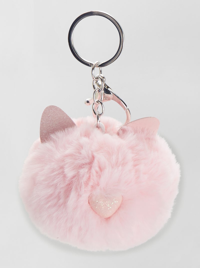 Porte-clés fausse fourrure 'chat' rose - Kiabi