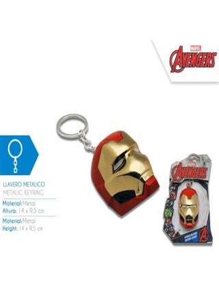 Porte clés Marvel Avengers tete avec casque de Iron Man - 4x9.5cm