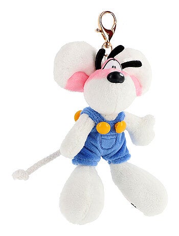 Porte-clés peluche Diddl en salopette bleue 15 cm