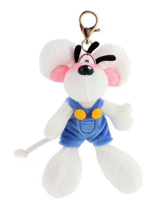 Porte-clés peluche Diddl en salopette bleue 15 cm - Kiabi