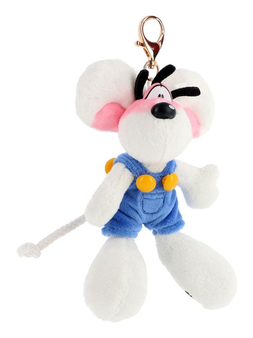 Porte-clés peluche Diddl en salopette bleue 15 cm - Kiabi