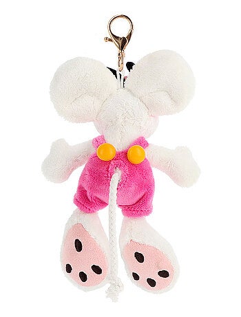 Porte-clés peluche Diddl en salopette rose 15 cm