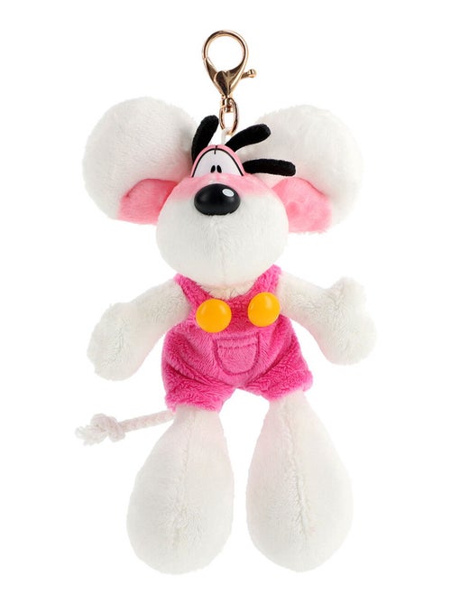 Porte-clés peluche Diddl en salopette rose 15 cm - Kiabi
