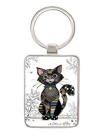 Porte-clés rectangulaire chat noir