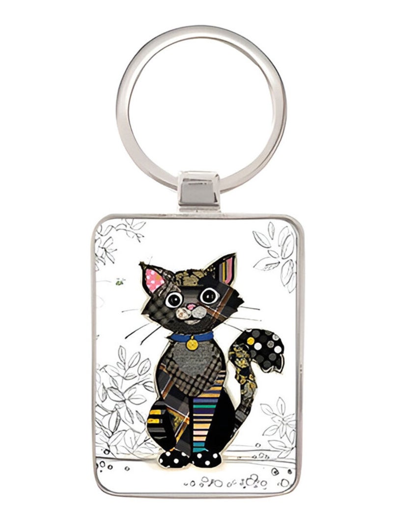 Porte-clés rectangulaire chat noir Blanc - Kiabi