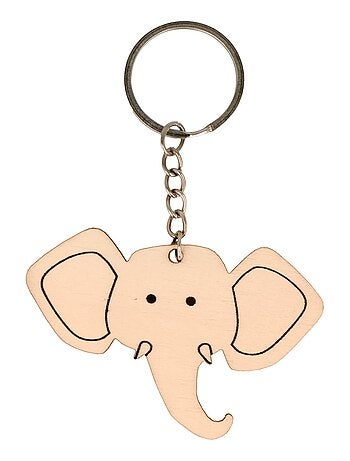 Porte-clés tête d'éléphant en bois - Kiabi