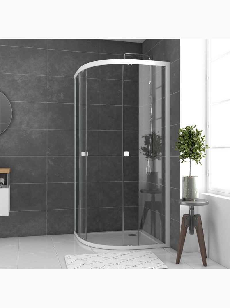 Porte de douche quart de cercle en verre trempé Blanc - Kiabi