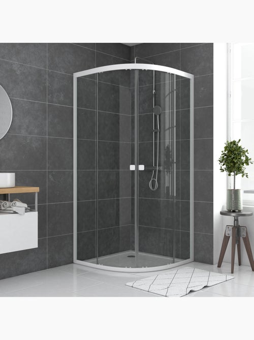 Porte de douche quart de cercle en verre trempé - Kiabi Porte de douche quart de cercle en verre trempé - Kiabi
