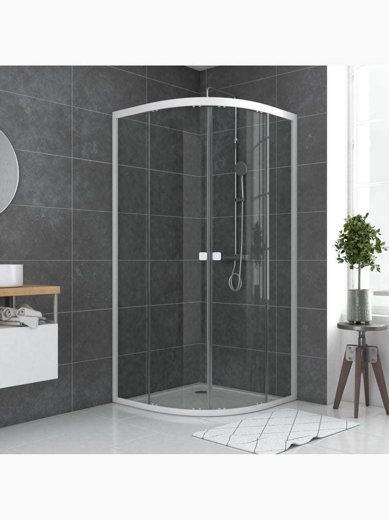 Porte de douche quart de cercle en verre trempé Blanc - Kiabi