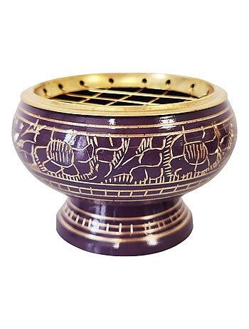 Porte encens à charbon en laiton pourpre