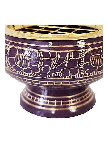 Porte encens à charbon en laiton pourpre