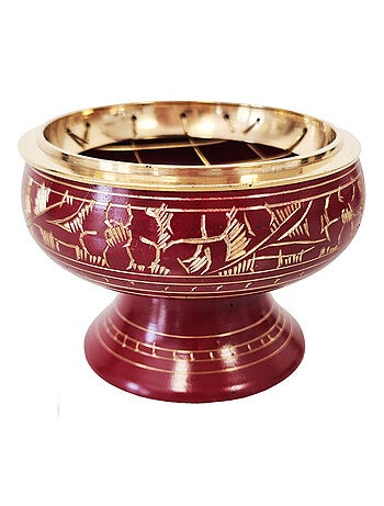 Porte encens à charbon Rouge en laiton