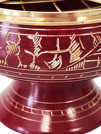 Porte encens à charbon Rouge en laiton