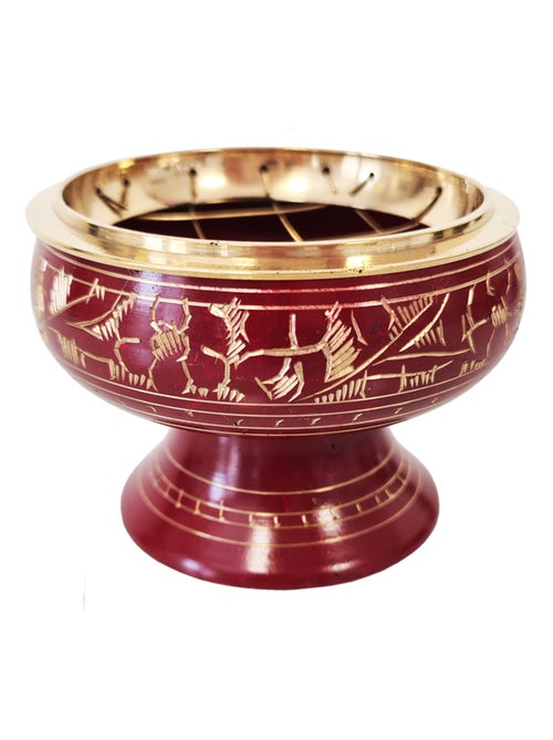 Porte encens à charbon Rouge en laiton - Kiabi