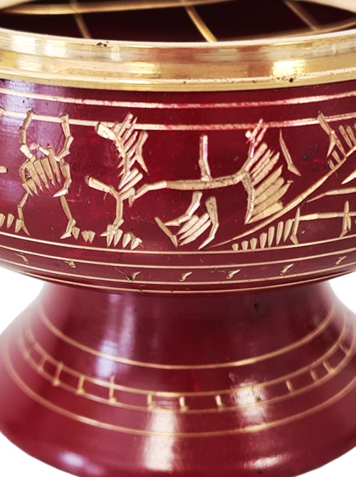 Porte encens à charbon Rouge en laiton - Kiabi