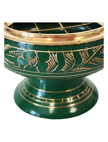 Porte encens à charbon vert en laiton