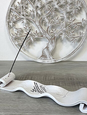 Porte encens artisanal blanc nacré