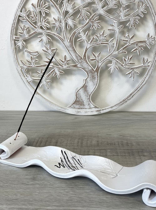 Porte encens artisanal blanc nacré - Kiabi