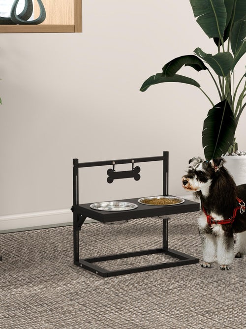 Porte-gamelles double chien surélevée hauteur réglable métal noir - Kiabi