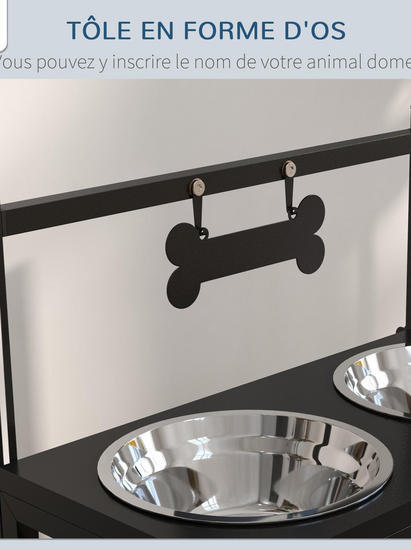 Porte-gamelles double chien surélevée hauteur réglable métal noir Noir - Kiabi