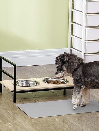 Porte-gamelles double chien surélevée réglable avec tapis
