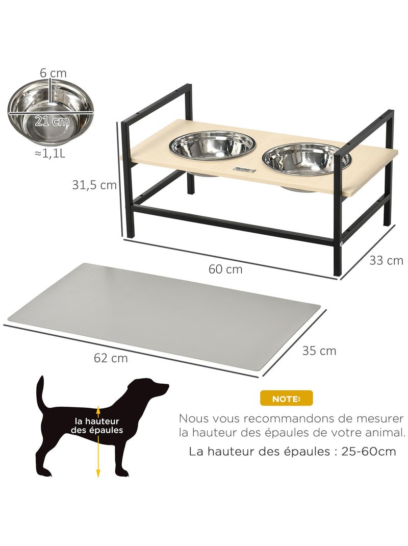 Porte-gamelles double chien surélevée réglable avec tapis Beige - Kiabi