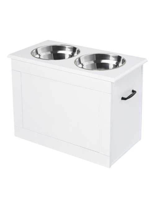 Porte-gamelles surélevé 2 gamelles avec coffre blanc - Kiabi