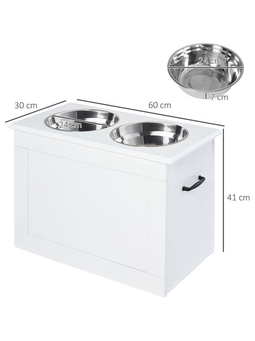 Porte-gamelles surélevé 2 gamelles avec coffre blanc - Kiabi