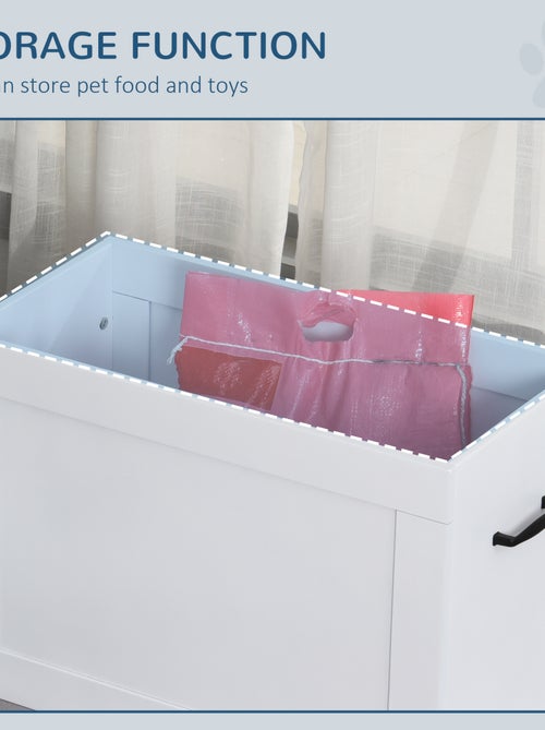 Porte-gamelles surélevé 2 gamelles avec coffre blanc - Kiabi