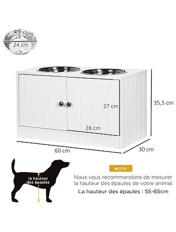 Porte-gamelles surélevé armoire 2 en 1 - 2 portes, 2 gamelles