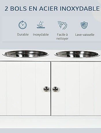 Porte-gamelles surélevé armoire 2 en 1 - 2 portes, 2 gamelles