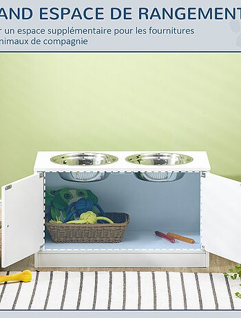 Porte-gamelles surélevé armoire 2 en 1 - 2 portes, 2 gamelles