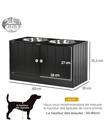 Porte-gamelles surélevé armoire 2 en 1 - 2 portes, 2 gamelles