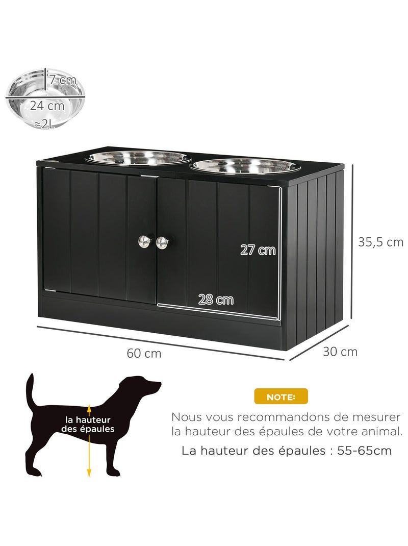 Porte-gamelles surélevé armoire 2 en 1 - 2 portes, 2 gamelles Noir - Kiabi