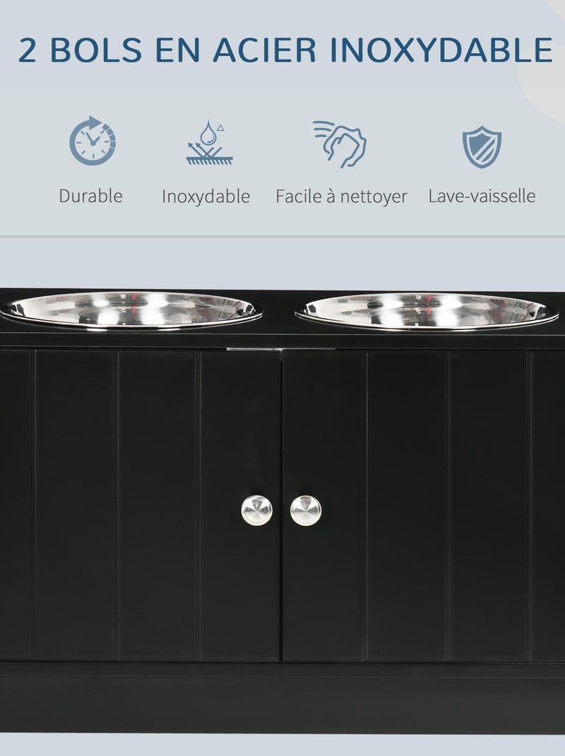Porte-gamelles surélevé armoire 2 en 1 - 2 portes, 2 gamelles Noir - Kiabi