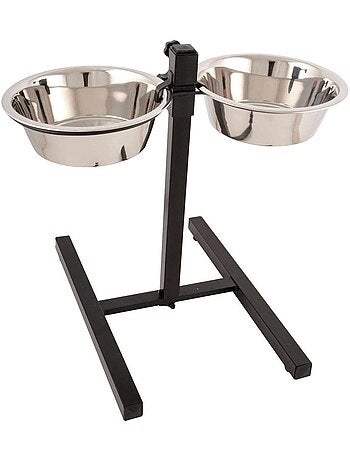 Porte-gamelles surélevé bar à chien avec 2 bols inox