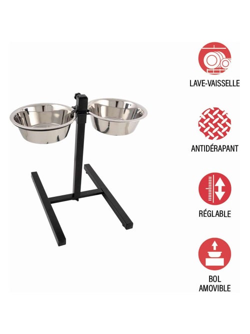Porte-gamelles surélevé bar à chien avec 2 bols inox - Kiabi