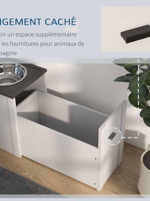 Porte-gamelles surélevé rangement 2 en 1 - tiroir, 2 gamelles - blanc gris - Kiabi