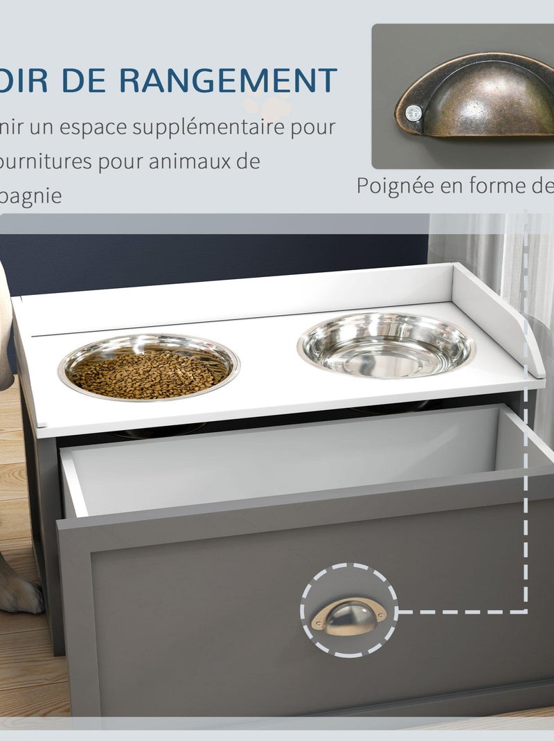 Porte-gamelles surélevé rangement 2 en 1 - tiroir, 2 gamelles Gris - Kiabi