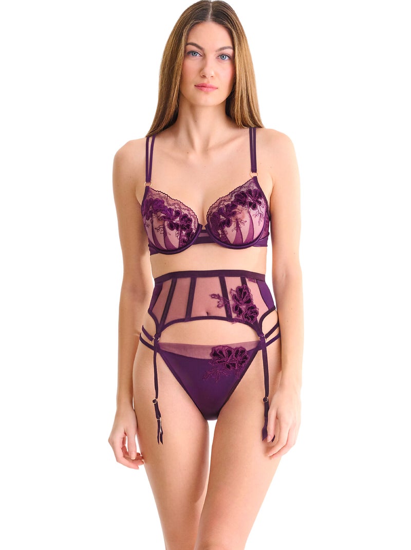 Porte-jarretelles velvet luxe Violet - Kiabi
