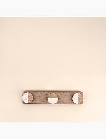 Porte manteau 3 têtes en bois 34cm