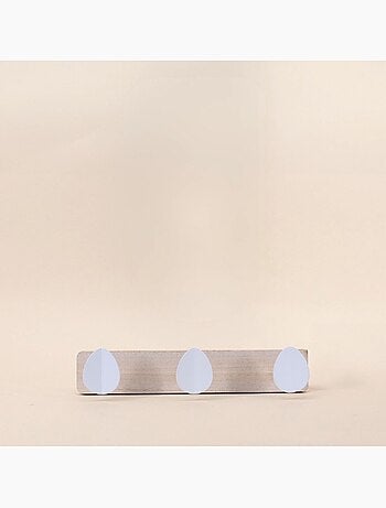 Porte manteau 3 têtes en bois blanc 32cm
