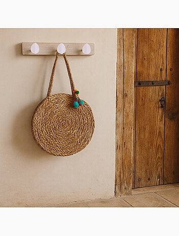 Porte manteau 3 têtes en bois blanc 32cm
