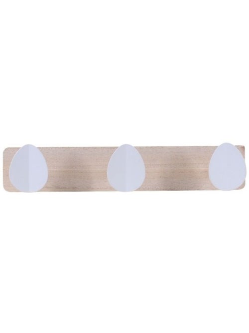 Porte manteau 3 têtes en bois blanc 32cm - Kiabi