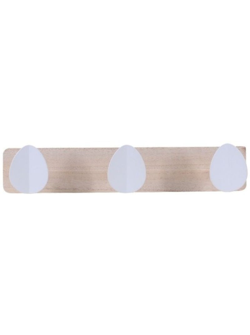 Porte manteau 3 têtes en bois blanc 32cm Beige - Kiabi