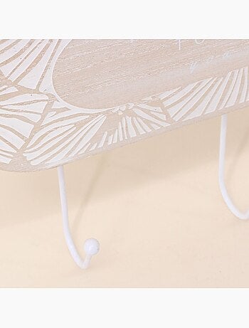 Porte manteau 3 têtes en bois et métal blanc